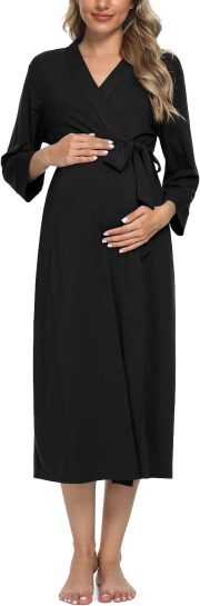 Women's Maternity Sleepwear,Labor/Delivery/Nursing/Hospital Nightgown Kimono Robes Long Pregnancy Loungewear - Image 2