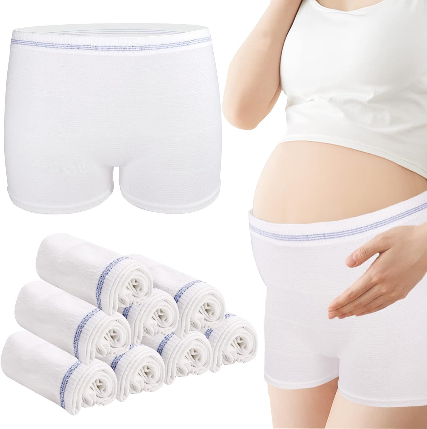 611dokCPyBL._AC_SL1500_.jpg Mesh Underwear Postpartum 8 Count Disposable Postpartum Underwear Hospital Mesh Panties for Post C-Section - Image 1