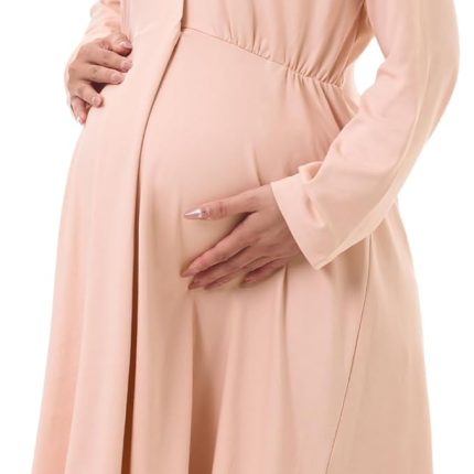 Womens Nursing Maternity Nightgown for Breastfeeding, Labor and Delivery Gown, Long Sleeve Postpartum Night Gown