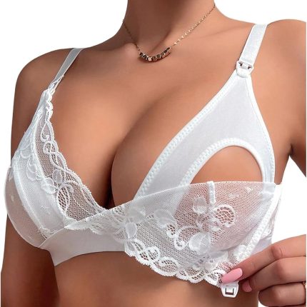 Women's Nursing Bras for Breastfeeding Bodily Lace Sheer Maternity Lingerie Bralette