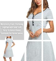 Women 3 in 1 Delivery/Labor/Maternity/Nursing Nightgown Short Sleeve Pleated Breastfeeding Sleep Dress(S-XXL) - Image 2
