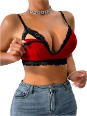 Women's Non-Padded Nursing Bras for Breastfeeding Lace Wireless Sleep Triangle Bralettes