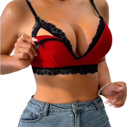 Women's Non-Padded Nursing Bras for Breastfeeding Lace Wireless Sleep Triangle Bralettes