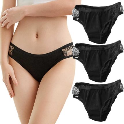 Safety Certification 3 Pack Disposable Panties Women's Maternity Lace Underwear Cotton Travel Postpartum Briefs(Size:XL-XLarge)